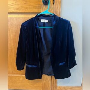 Eliza J deep blue velvet blazer